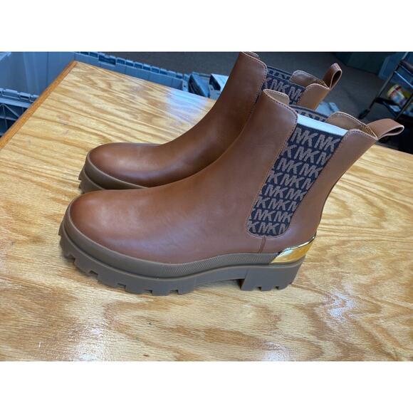 Michael Kors MK Chelsea Boots Women's 8.5 M Brown Leather Slip On Round Toe S24 - Picture 4 of 8